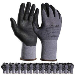 MicroFoam Nitrile Coated Work Gloves 12 Pairs Seamless Knit Safety Home Gloves